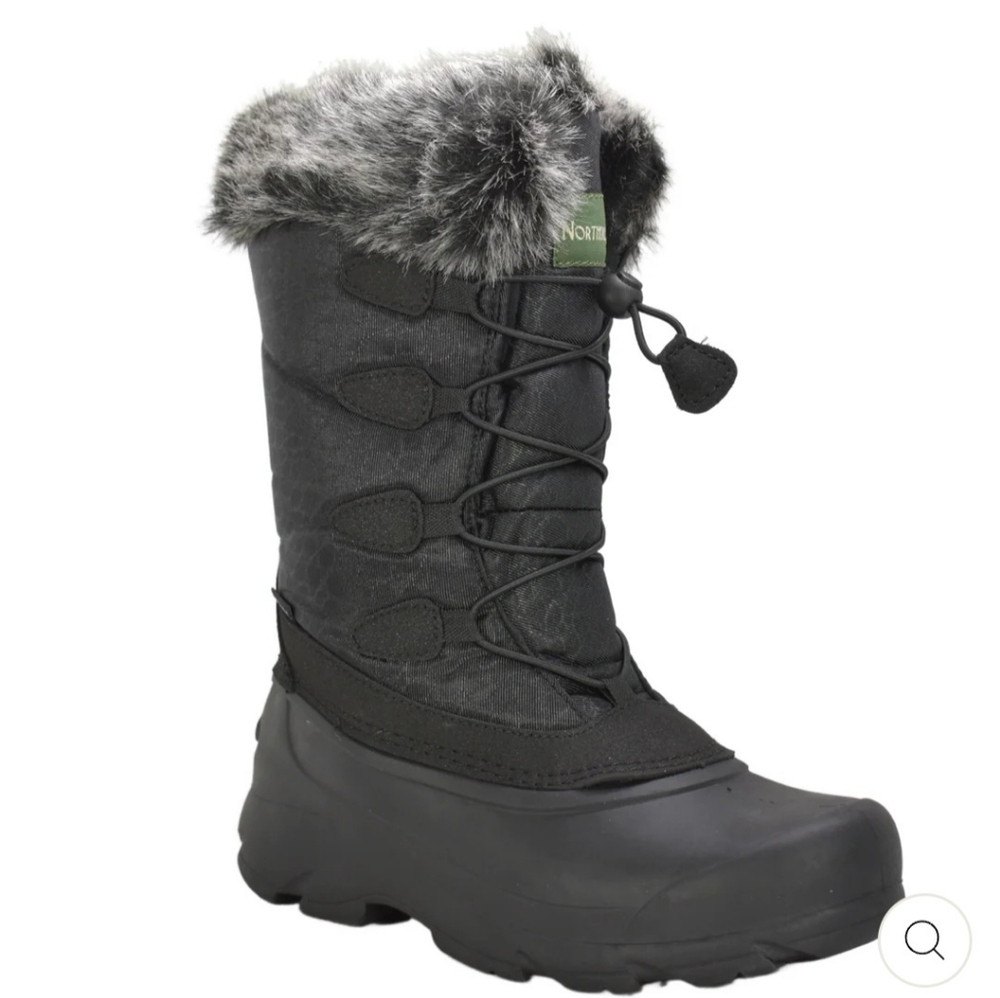 Black Winter Boots with Faux Fur Trim